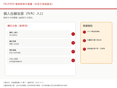 個人自願安排（IVA）官方簡介填表教學示意縮圖